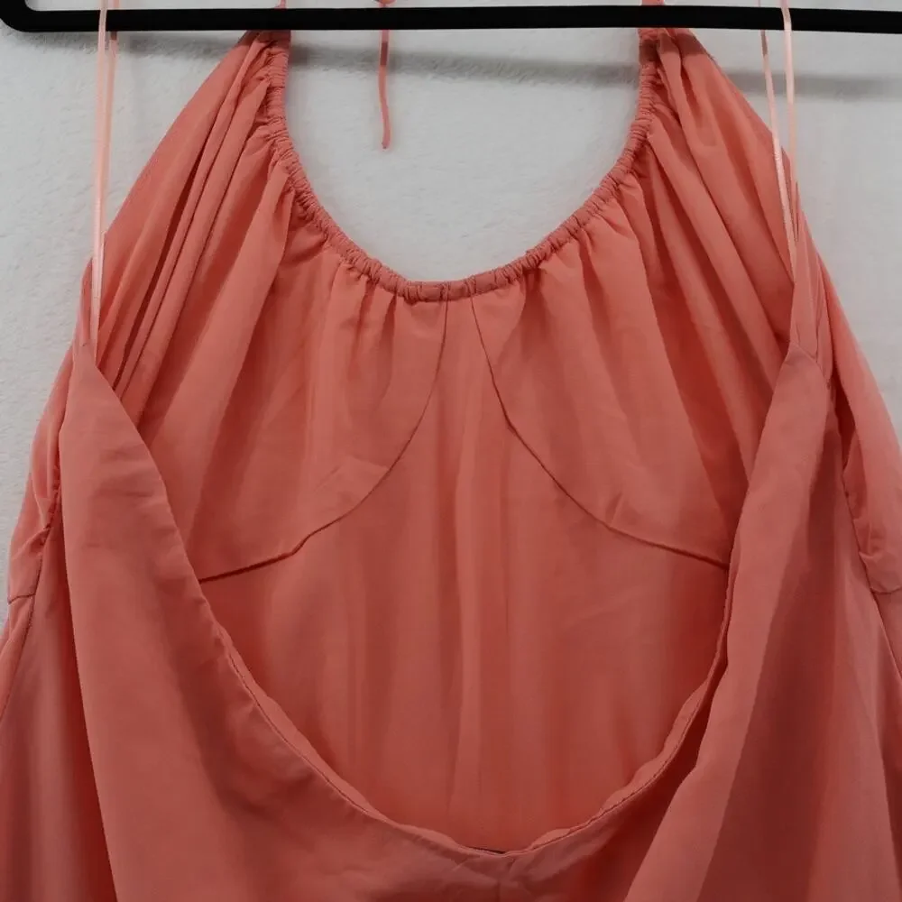 Abercrombie & Fitch Halter Mini Dress Pink Chiffon Open Back XLT Soft Girl